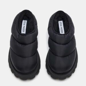 Steve Madden Frost Black Faux Fur Mules NIB
